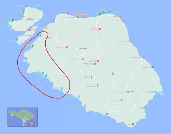 West Nusa Penida Map